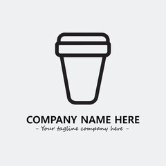 Cup illustration black and white for logo company vector image
