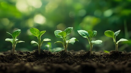 Lush Green Field: Vibrant Row of Plants Growing Together in Harmony
