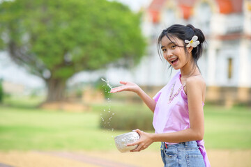 asian woman with Songkran festival