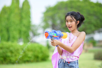 asian woman with Songkran festival