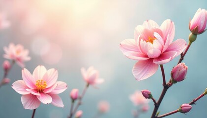 Obraz premium Delicate floral motif, pastel shades, soft focus, pastel, bloom, marketing