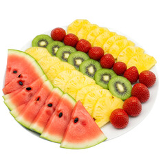 A plate of fresh, sweet melon and watermelon, a juicy and healthy fruit salad
