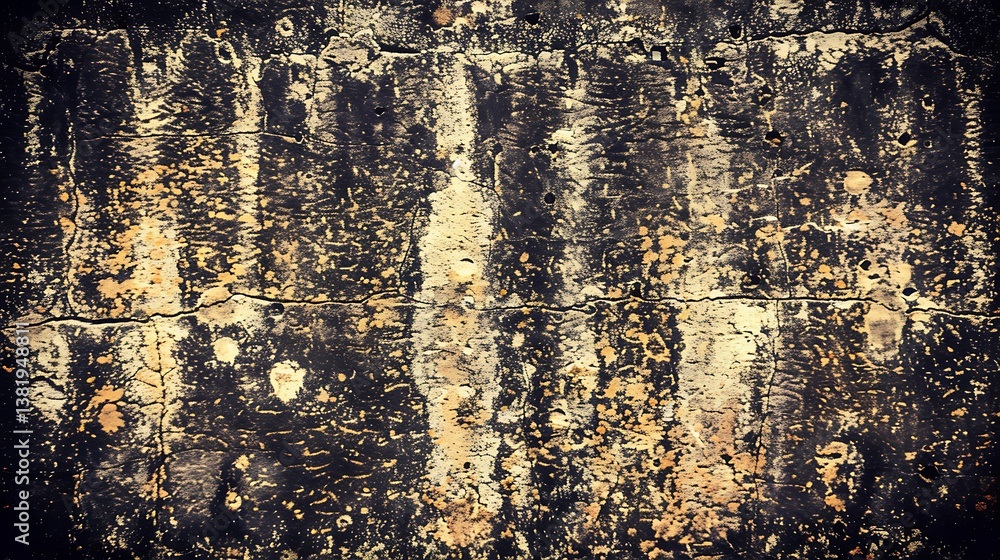 Poster aged and weathered wall surface displaying textured and stained patterns