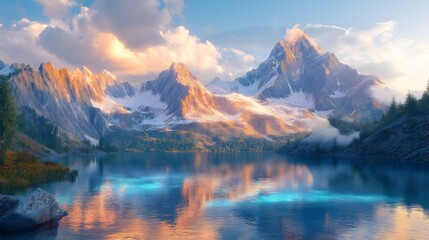 Majestic Mountain Lake at Sunrise