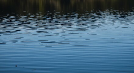 Fototapeta premium Evening Ripple Reflections Whispers Of Water Azure Water's Embrace Serene Water Surface Calm Blue Reflections Distant Shore's Echo AI Generated