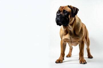 Obraz premium Majestic mastiff, powerful stance, white background, white, friendly