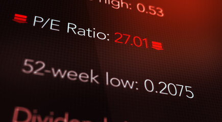 Camera pans across a negative P-E Ratio on Investing App or Share Price 3