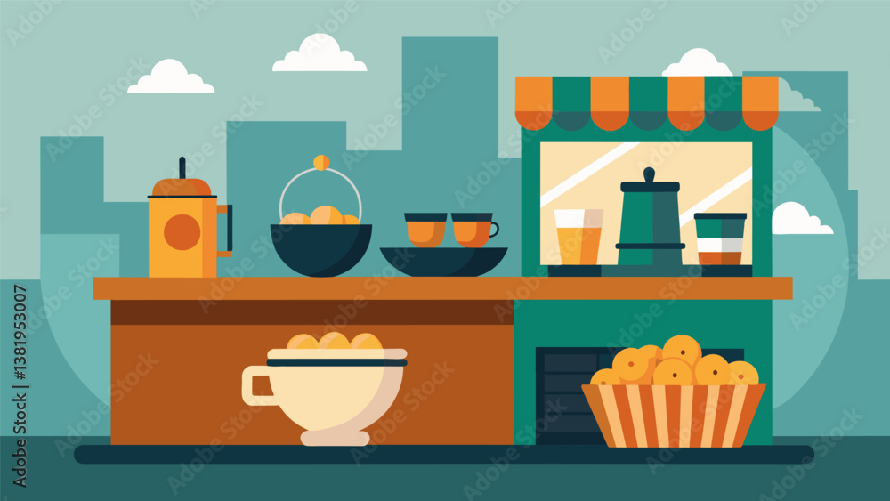 Poster a relaxing and casual setting perfect for grabbing a bowl of cereal and coffee on the go from the co