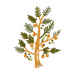 Fototapeta premium Stylized Christmas Tree Illustration with Ornaments