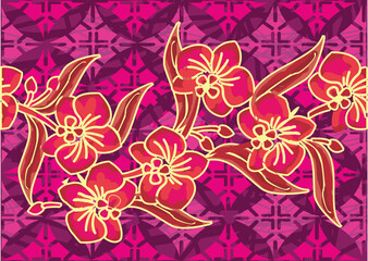 Indonesian batik with a very exclusive orchid motif