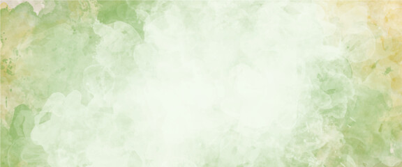 Vector green and yellow watercolor background for spring
