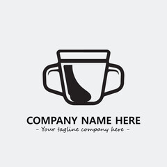 Cup illustration black and white for logo company vector image
