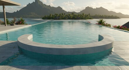 Fototapeta premium Tropical Infinity Pool with Island View.