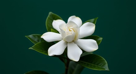 Obraz premium White Gardenia on Green Background – Stock Photo