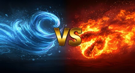 Water vs Fire Battle Elements.