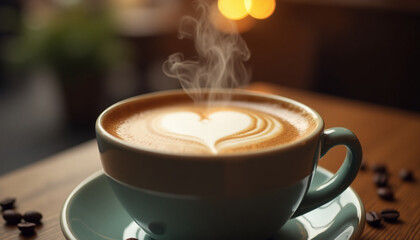  Cappuccino with Latte Art + Steaming Hot Coffee + Café Aesthetic
