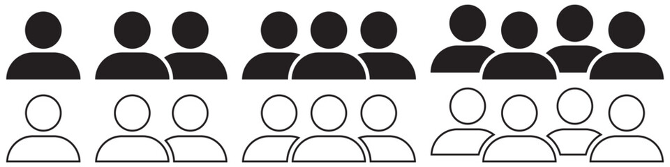People crowd team symbol icons. stickman icon set, leader of group of people, 
isolated pictogram of human silhouettes icon set.
