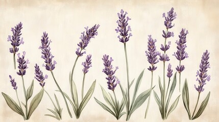 Fototapeta premium Lavender Floral Illustration Art