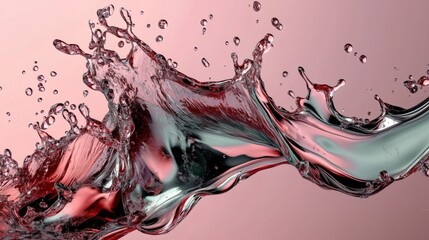 Water splashes with vibrant coral peach and green colors create dynamic shapes against a soft background