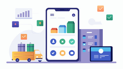 A mobile app for supply chain management providing instant updates on inventory levels and delivery status.. Vector illustration