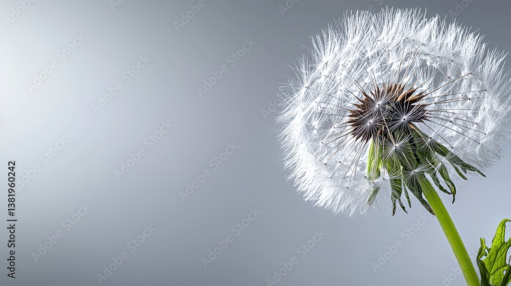Aufkleber dandelion seed dispersal event nature habitat macro photography studio setting close-up perspective 