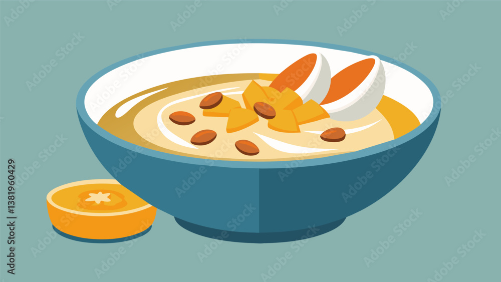Aufkleber a bowl of warm oatmeal topped with sliced bananas chopped almonds and a drizzle of honey as a comfor