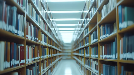 Library aisle, bookshelves, knowledge, education, research, study, quiet background