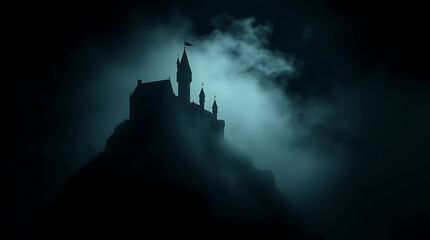 Fototapeta premium Misty Night Castle Silhouette