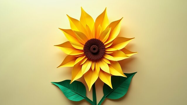 digital illustration sunflower sunflower center its bright yellow petals radiating outwards star like shape petals arranged way creates sense depth dimension center petal deep brown color small black