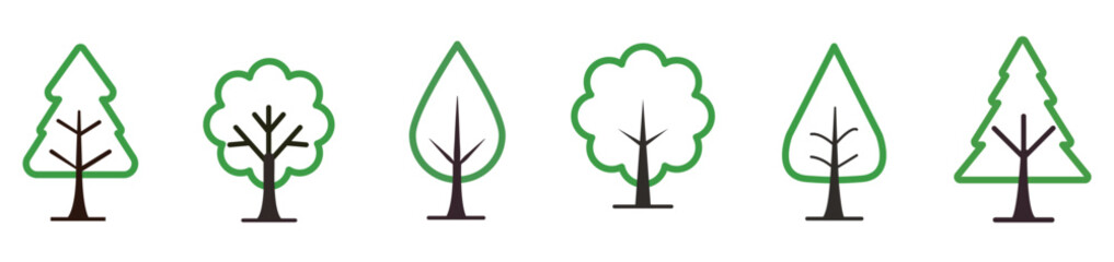 trees icons, Big set of minimal trees linear, trees for nature design, tree vector set. EPS 10	
