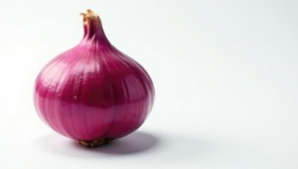 Fototapeta premium Perfectly centered red onion, sharp focus, minimalist white backdrop, onion, macro