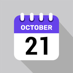 calendar 21 october icon vector page illustration background design paper.