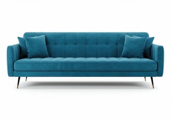 Vibrant blue velvet sofa tufted