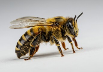 Macro photograph honey bee detailed