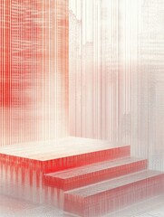 Abstract red and white architectural display platform