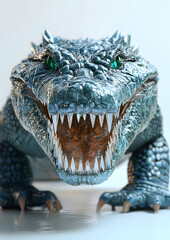 Obraz premium Diamond Scaled Crocodile with Emerald Eyes Ready to Attack 3D Render