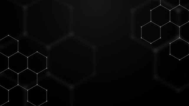 4k of black hexagon technology animated background 