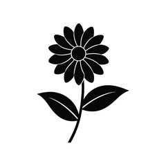 Black and white vector illustration of a flower with decorative elements