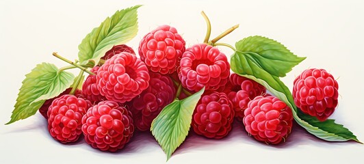 White background with drawings of colorful blueberry cherry for children, ai generative