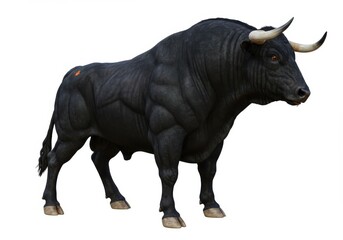 Obraz premium Massive black bull sharp horns
