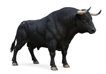 Obraz premium Massive black bull sharp horns