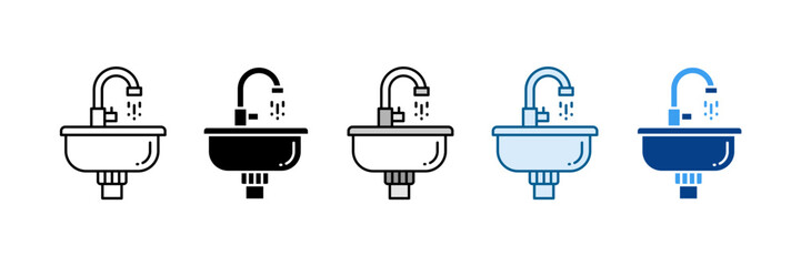 Sink Icon Set Multiple Style Collection