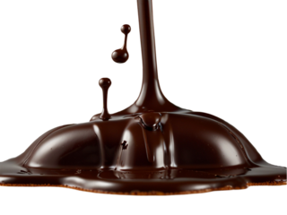 melt chocolate dripping line from the top, isolated on transparent background, copyspace