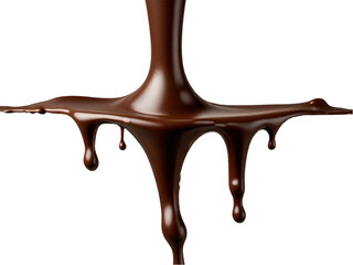 melt chocolate dripping line from the top, isolated on transparent background, copyspace