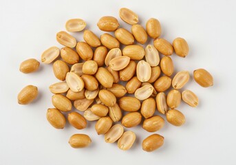 Peanuts roasted scattered isolated white