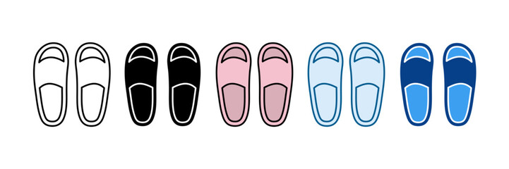 Bathroom Slippers Icon Set Multiple Style Collection