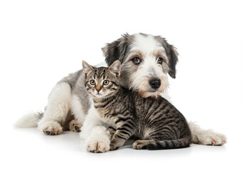 Obraz premium Adorable dog cat duo fluffy