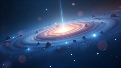 3D Wallpaper Design: Cosmic Background Radiation Meets Elegant Digital Imagery for Premium Photo Stock - Captivating Astrophysical Elements in a Cute 3D Icon