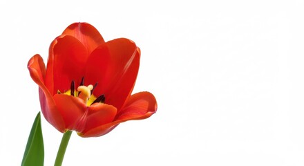 Vibrant red tulip single flower