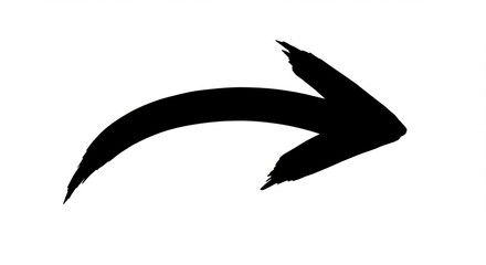 Fototapeta premium Black curved arrow hand-drawn style